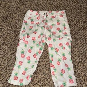 White Pants with Pink Pineapple Print